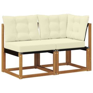 vidaXL Външен среден и ъглов диван с възглавница 2 Брой Естествен