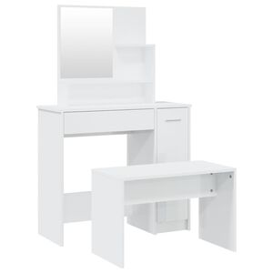 vidaXL Комплект тоалетка,бял гланц, 86,5x35x136 см