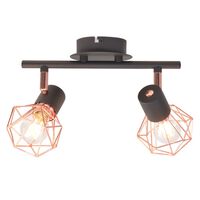 vidaXL Лампа за таван с 2 спота, E14, черно и мед