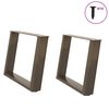 vidaXL Крака за масичка за кафе, U-образни, 2 бр., естествена стомана, 70 x (42-43) см, стомана