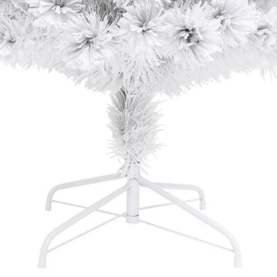 vidaXL Изкуствена осветена коледна елха бяла 120 см оптично влакно