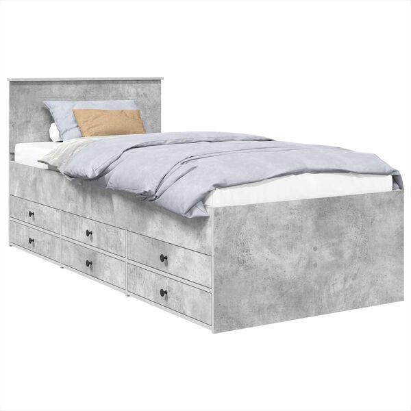 vidaXL Легло-диван Сив бетон и черно 100 x 200 cm Инженерно дърво