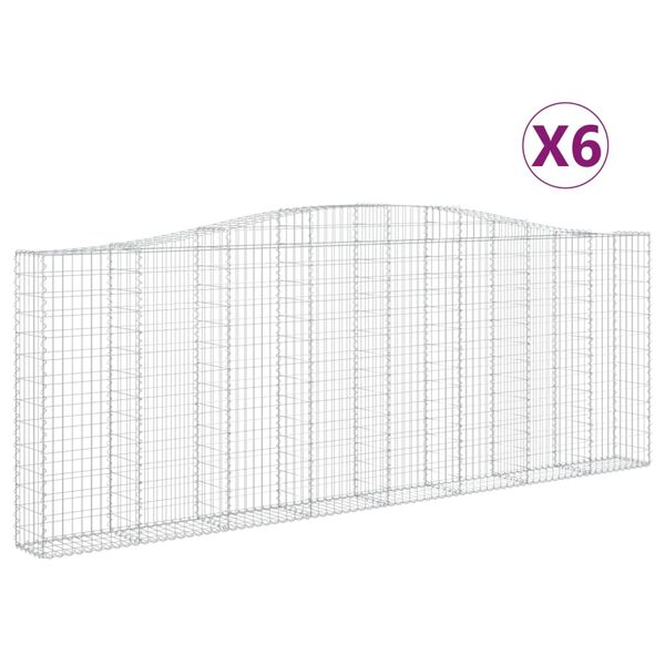 vidaXL Габионни кошници арка 6 бр 400x30x140/160 см поцинковано желязо