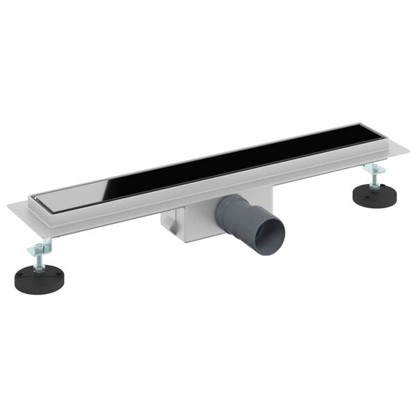 vidaXL Душов дренаж с стъклено покритие Черно 60 cm