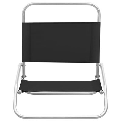 vidaXL Сгъваеми плажни столове, 2 бр, черни, текстил