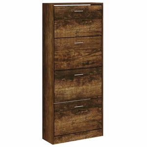 vidaXL Шкаф за обувки, опушен дъб, 63x24x147 см, инженерно дърво