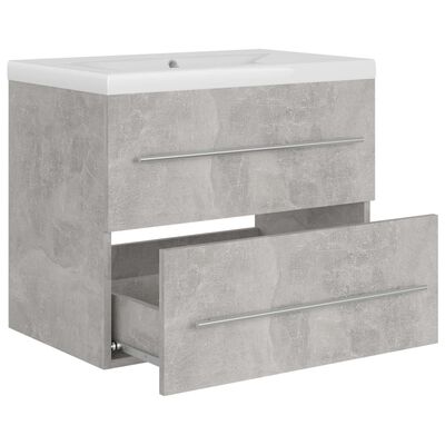vidaXL Шкаф за мивка с вградена мивка, бетонно сиво, инженерно дърво