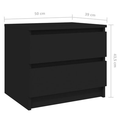 vidaXL Нощни шкафчета, 2 бр, черни, 50x39x43,5 см, ПДЧ