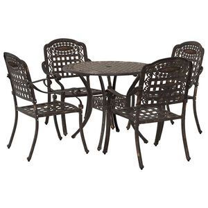 vidaXL Комплект за хранене в градината 5 pcs Бронзов Алуминий