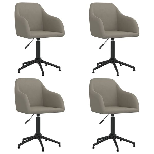 vidaXL Въртящи се трапезни столове, 4 бр, светлосиви, кадифе