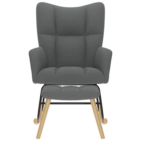 vidaXL Люлеещ се стол с табуретка за крака, тъмносив, плат