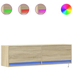 vidaXL Стенен ТВ шкаф с LED осветление, сонома дъб, 140x31x38 см