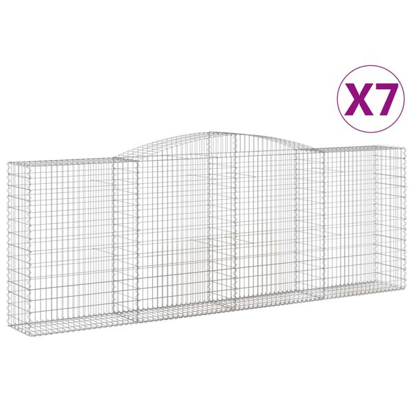 vidaXL Габионни кошници арка 7 бр 400x50x140/160 см поцинковано желязо