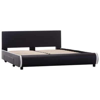 vidaXL Рамка за легло с чекмеджета, черна, изкуствена кожа, 120x200 cм