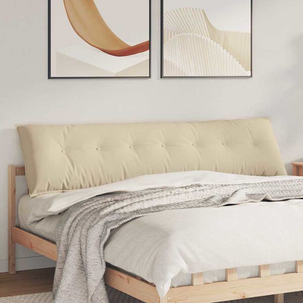 vidaXL Възглавница за гръб Крем 200 x 50 см Микрофибърна тъкан