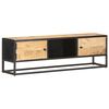 vidaXL TV шкаф с резбовани врати, 130x30x40 см, грубо мангово дърво