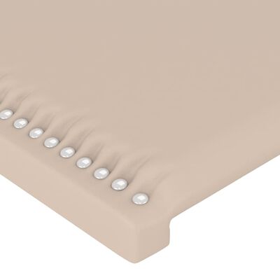 vidaXL LED горна табла за легло, капучино, 103x16x118/128 см