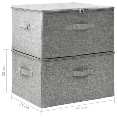 vidaXL Кутии за съхранение, 2 бр, текстил, 43x34x23 см, сиви
