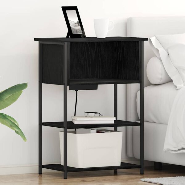 vidaXL Нощен шкаф Черния дъб 55 x 31 x 76 см Инженерно дърво