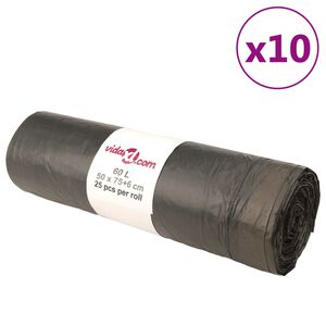 vidaXL Торбички за боклук с връзки 250 бр черни 60 л