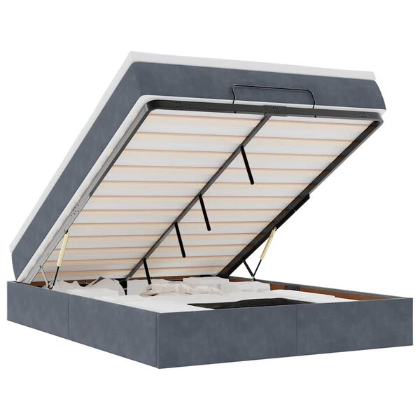 vidaXL Османско легло с матрак Тъмно сиво 140x190cm кадифе