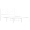 vidaXL Метална рамка за легло с горна табла, бяла, 120x190 см