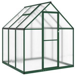 vidaXL Оранжерия с основа рамка зелен 169x169x195 см алуминий