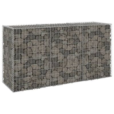 vidaXL Габионна стена с капаци, поцинкована стомана, 200x60x100 см