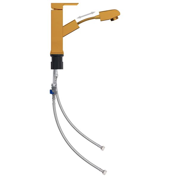 vidaXL Смесител за баня с функция за издърпване, златист, 157x172 мм