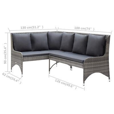 vidaXL 2 бр градински ъглови дивана, полиратан, сиви
