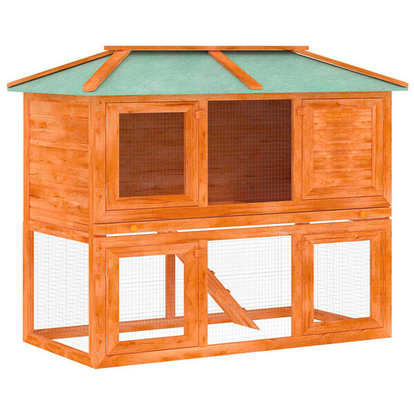 vidaXL Клетка за зайци на две нива, дърво