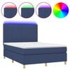 vidaXL Боксспринг легло с матрак и LED, синьо, 140x200 см, плат