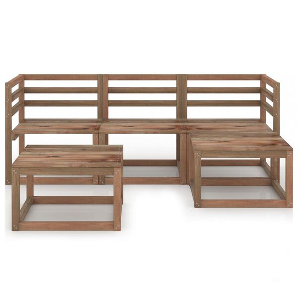 vidaXL Градински комплект от 5 части, кафяво импрегнирано борово дърво