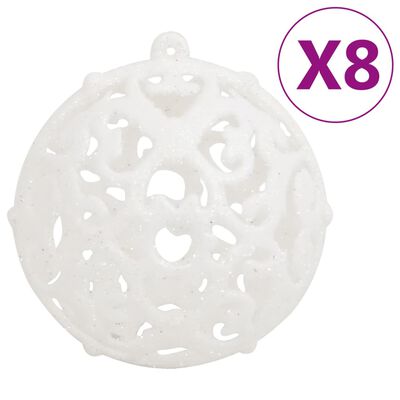 vidaXL Комплект коледни топки от 111 части, бели, полистирен