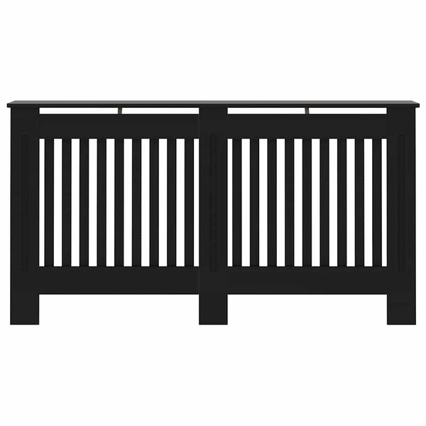 vidaXL Параван за радиатор, черен, 152x19x81,5 см, МДФ