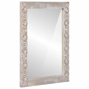 vidaXL стеннo огледало Бяло 70 x 50 cm Солидно мангово дърво