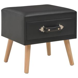 vidaXL Нощно шкафче, черно, 40x35x40 см, изкуствена кожа