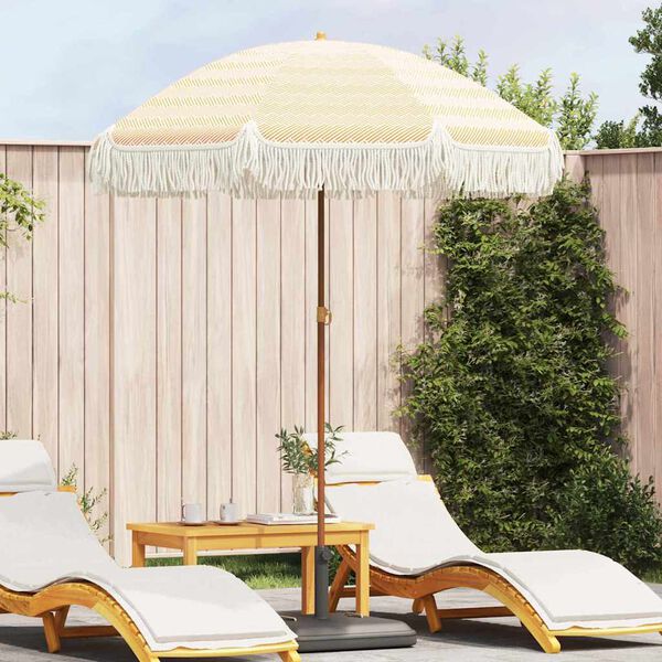 vidaXL Плажен чадър Жълт и бял 160 x 160 x 196 см Полиестер и стомана