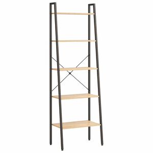vidaXL Стояща етажерка с 5 рафта светлокафяво и черно 56x35x174 см