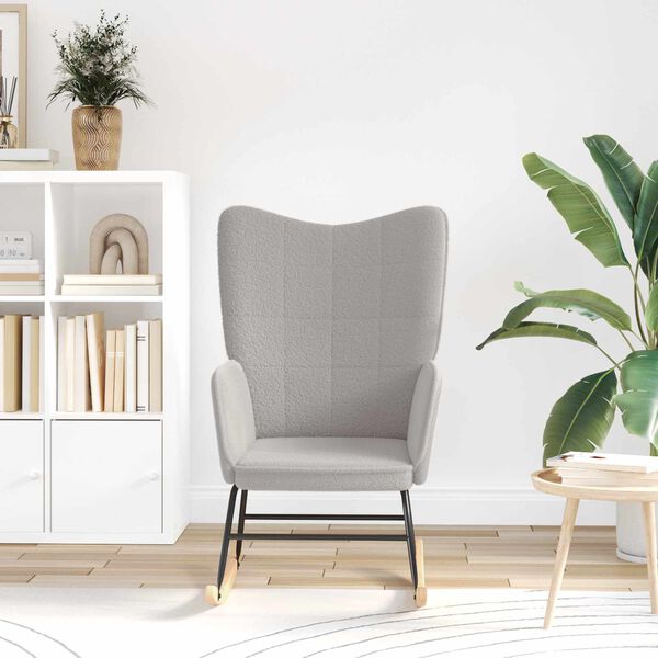 vidaXL Люлеещ се стол Светлосиво Тъкан Шерпа