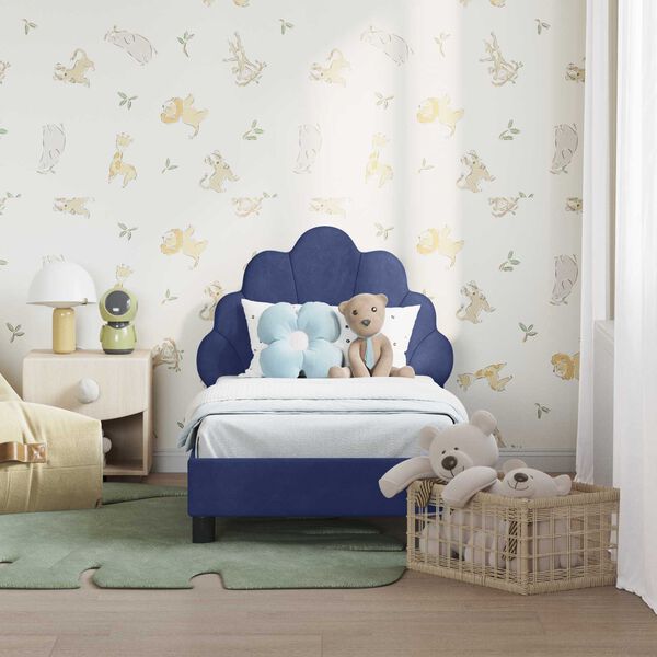 vidaXL Легло за малко с главна дъска Полицейско синьо 70 x 140 cm