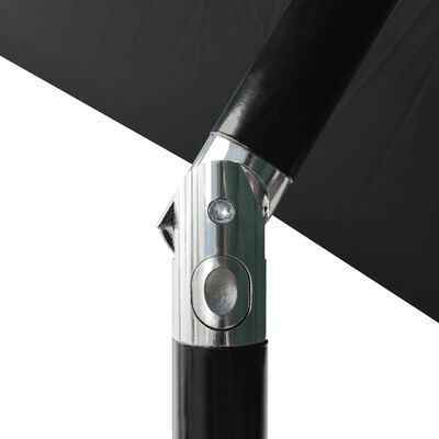 vidaXL Чадър с LED и стоманен прът, черен, 2x3 м