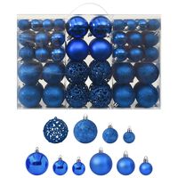 vidaXL Комплект коледни топки, 100 бр, сини