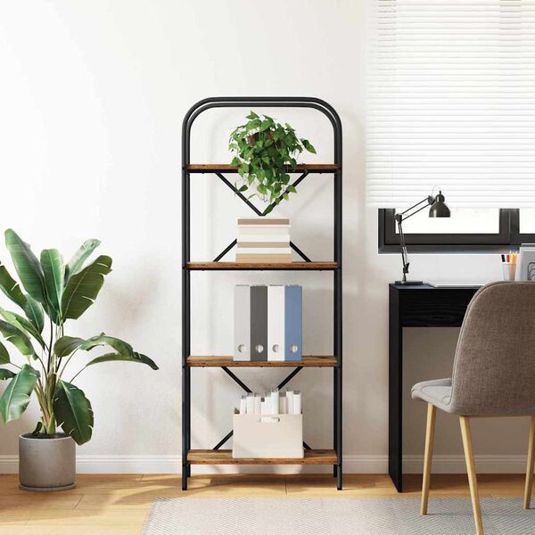 vidaXL Рафт за книги Старо дърво 60 x 30 x 146 см Инженерно дърво