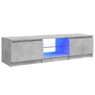 vidaXL ТВ шкаф с LED осветление, бетонно сив, 140x40x35,5 см