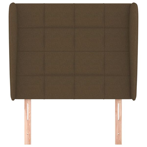 vidaXL Горна табла за легло с уши, тъмнокафява, 103x23x118/128см, плат