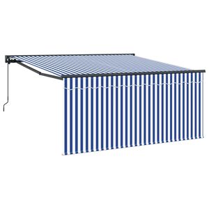 vidaXL Прибираща се тента Синьо и бяло 350 x 250 cm