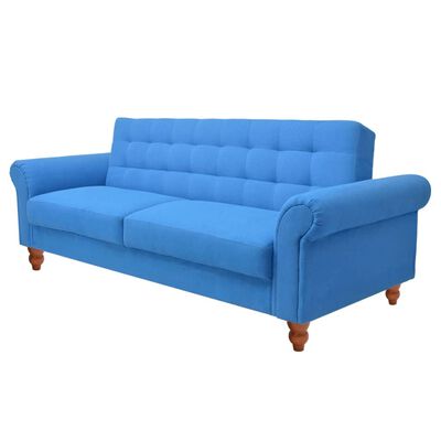 vidaXL Разтегателен диван, текстил, син