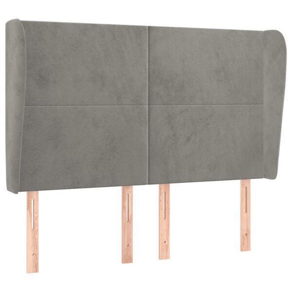 vidaXL Горна табла за легло с уши,светлосива, 147x23x118/128 см кадифе