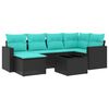 vidaXL Градински комплект диван с възглавници 7 части черен полиратан